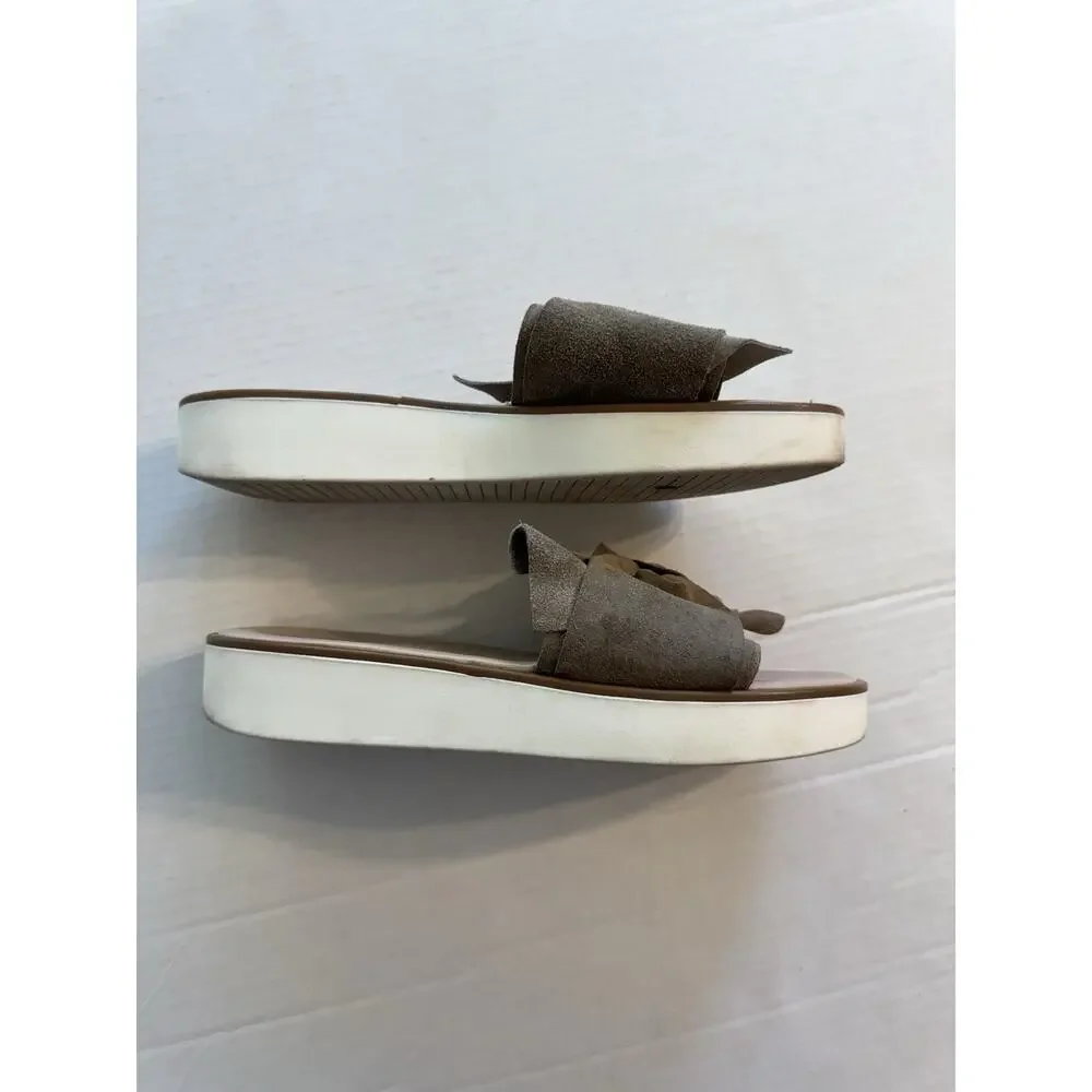Seychelles Italy Tan Suede Leather Knot Bow Slide Sandals Womens 8 Summer